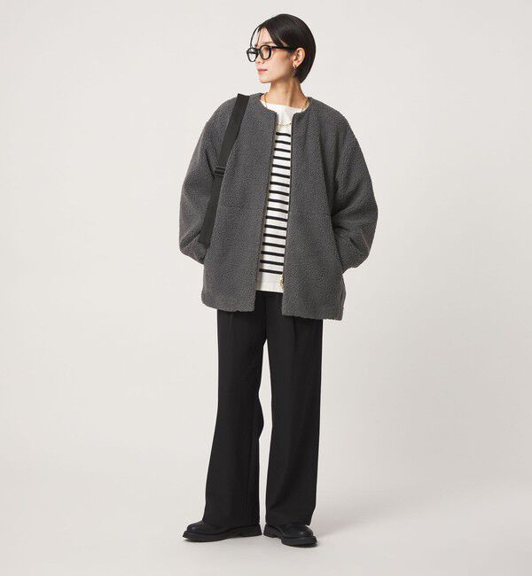 UNITED ARROWS green label relaxing「［size SHORTあり］ボア ノーカラー ブルゾン」|ブルゾン・スタジャン|