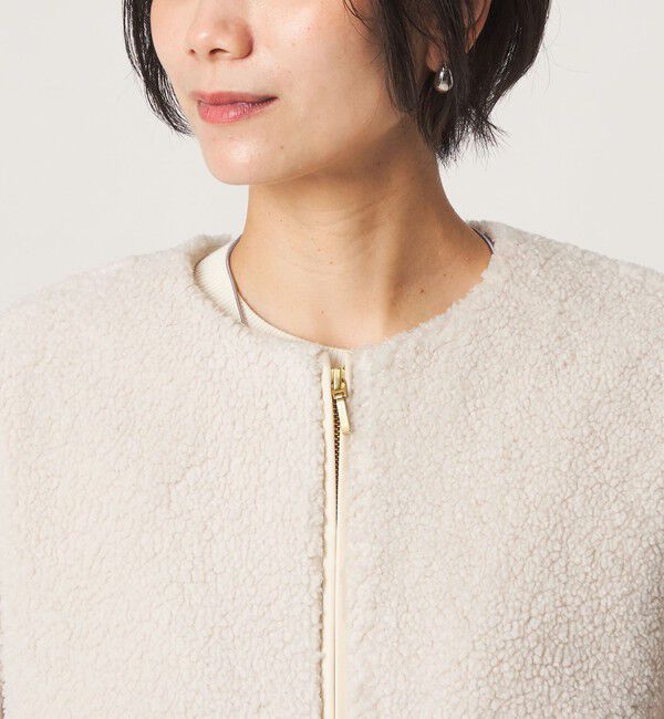 UNITED ARROWS green label relaxing「［size SHORTあり］ボア ノーカラー ブルゾン」|ブルゾン・スタジャン|
