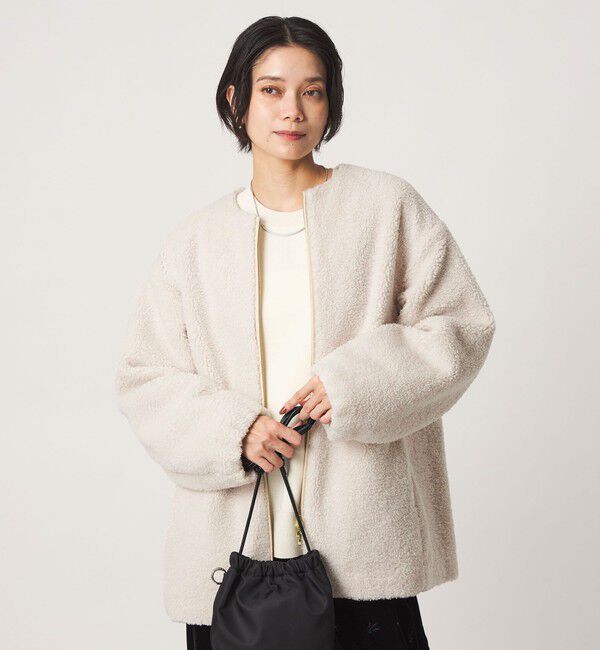UNITED ARROWS green label relaxing「［size SHORTあり］ボア ノーカラー ブルゾン」|ブルゾン・スタジャン|