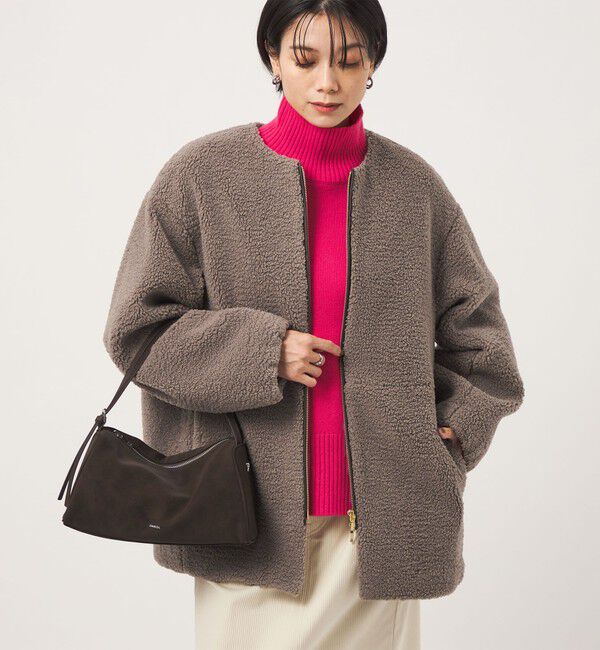 UNITED ARROWS green label relaxing「［size SHORTあり］ボア ノーカラー ブルゾン」|ブルゾン・スタジャン|