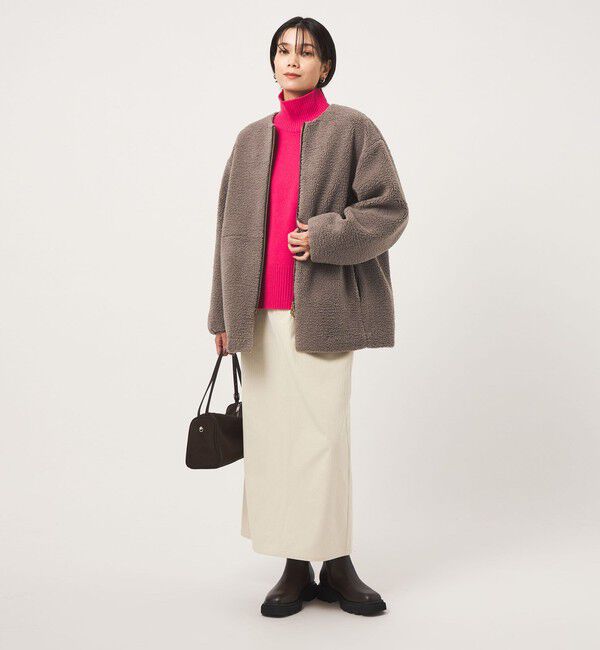 UNITED ARROWS green label relaxing「［size SHORTあり］ボア ノーカラー ブルゾン」|ブルゾン・スタジャン|