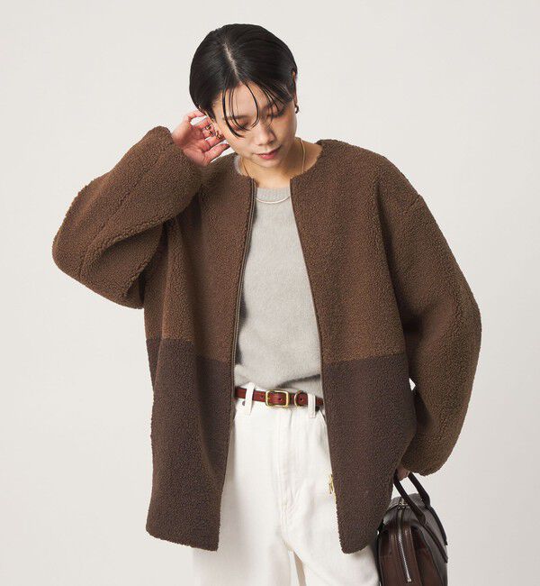 UNITED ARROWS green label relaxing「［size SHORTあり］ボア ノーカラー ブルゾン」|ブルゾン・スタジャン|