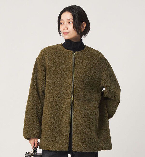 UNITED ARROWS green label relaxing「［size SHORTあり］ボア ノーカラー ブルゾン」|ブルゾン・スタジャン|