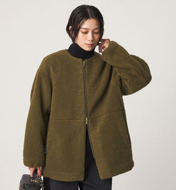 UNITED ARROWS green label relaxing「［size SHORTあり］ボア ノーカラー ブルゾン」|ブルゾン・スタジャン|