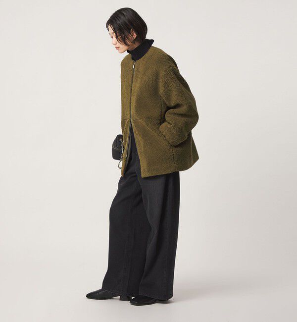 UNITED ARROWS green label relaxing「［size SHORTあり］ボア ノーカラー ブルゾン」|ブルゾン・スタジャン|