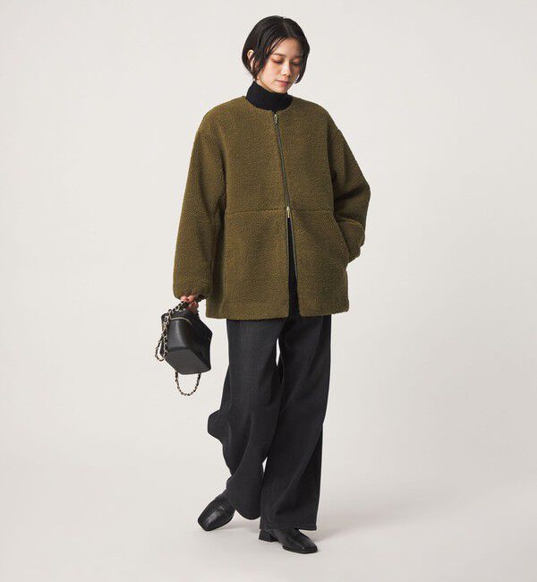 UNITED ARROWS green label relaxing「［size SHORTあり］ボア ノーカラー ブルゾン」|ブルゾン・スタジャン|