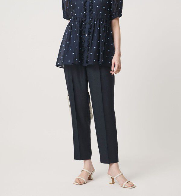 UNITED ARROWS「Spiree IAS タック テーパードパンツ ‐UVカット 接触冷感 ウォッシャブル‐」|スラックス|NAVY