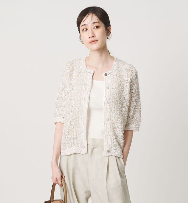 UNITED ARROWS「YTM 7分袖 カラー ミックス カーディガン」|カーディガン|NATURAL