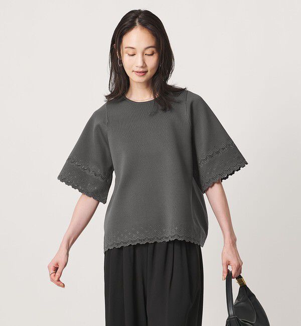 UNITED ARROWS「カットワーク スカラップ プルオーバー ニット ‐ウォッシャブル‐」|ニット・セーター|