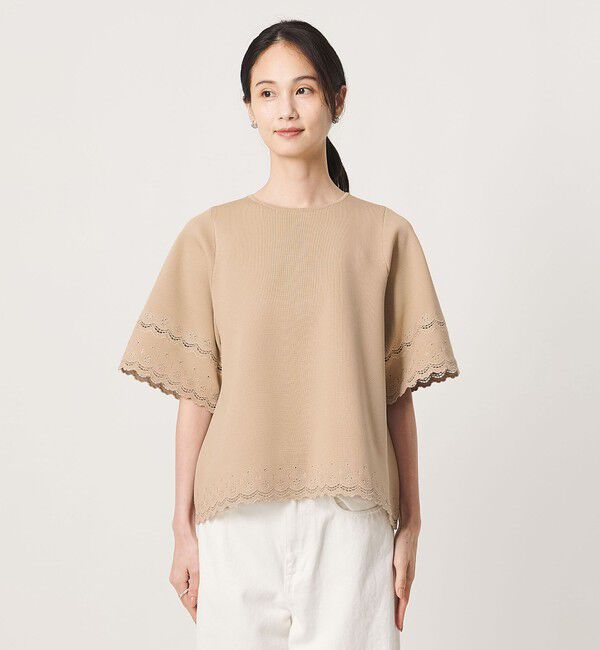 UNITED ARROWS「カットワーク スカラップ プルオーバー ニット ‐ウォッシャブル‐」|ニット・セーター|