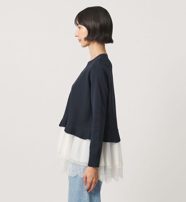 UNITED ARROWS「オーガンジー レース コンビ ニット ‐ウォッシャブル‐」|ニット・セーター|