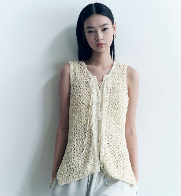 UNITED ARROWS green label relaxing「＜SEASONAL COLLECTION＞フリンジ ニット ジレ」|ニット・セーター|BEIGE