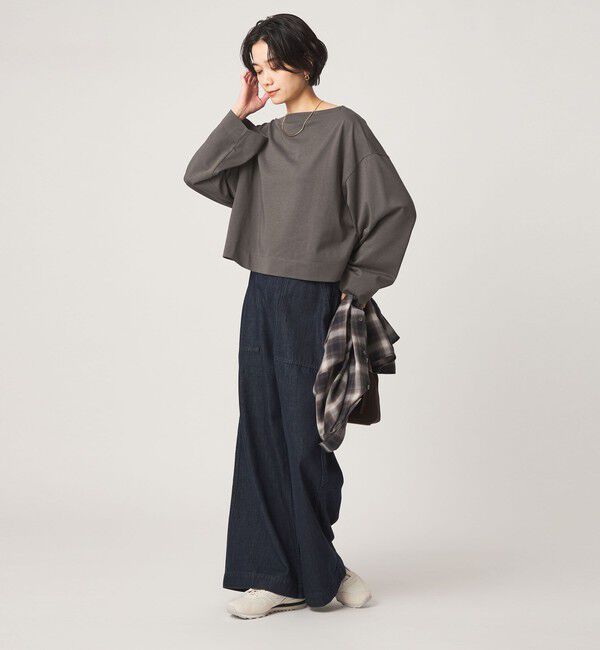 UNITED ARROWS green label relaxing「＜スタイリスト兵藤千尋さんコラボ＞クロップド ワイド ロングスリーブ Tシャツ UVカット」|Tシャツ・カットソー|