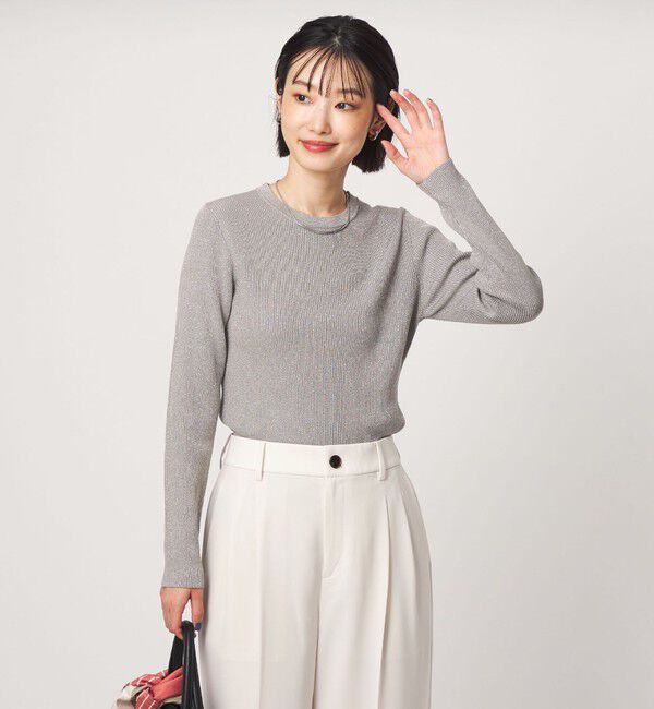 UNITED ARROWS green label relaxing「＜1_OF MINE＞ラメ リブ クルーネック ロングスリーブ プルオーバー ニット」|ニット・セーター|