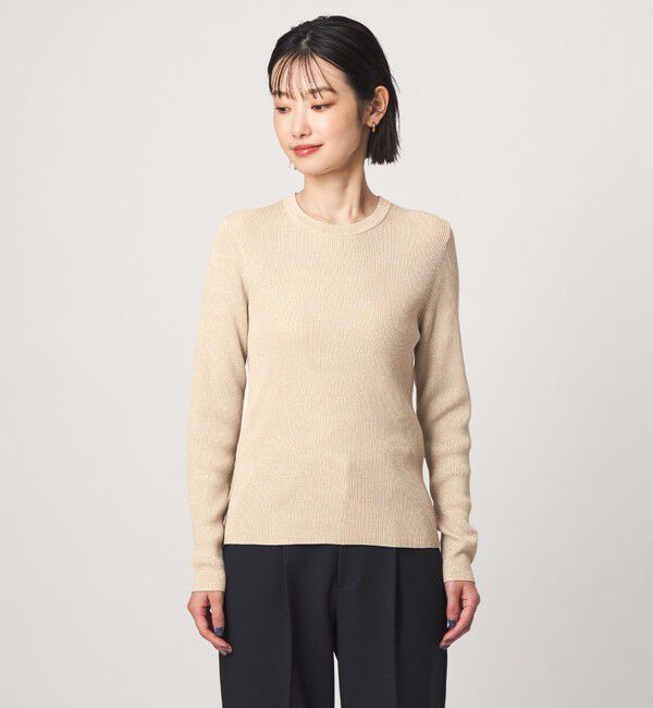 UNITED ARROWS green label relaxing「＜1_OF MINE＞ラメ リブ クルーネック ロングスリーブ プルオーバー ニット」|ニット・セーター|