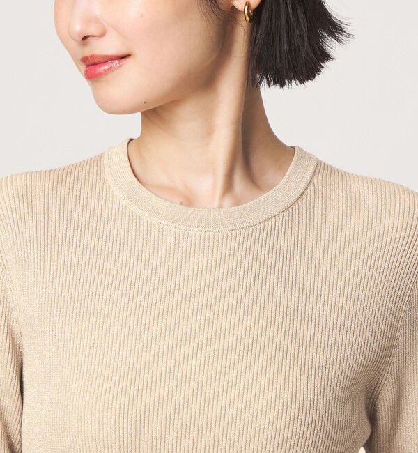 UNITED ARROWS green label relaxing「＜1_OF MINE＞ラメ リブ クルーネック ロングスリーブ プルオーバー ニット」|ニット・セーター|