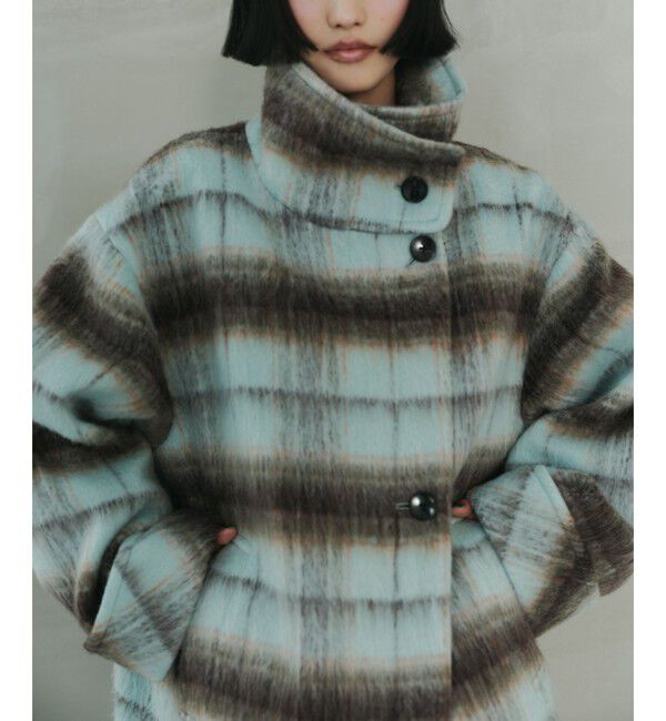 EMMEL REFINES「＜EMMEL REFINES＞EM シャギー チェック ミディアム コート」|その他|LIME