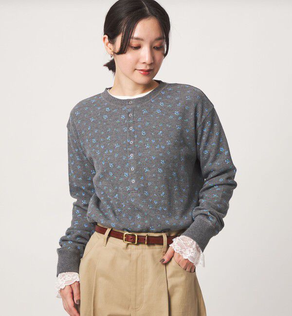 UNITED ARROWS green label relaxing「【WEB限定】＜at ease＞ワッフル ヘンリーネック  フラワープリント カットソー」|Tシャツ・カットソー|