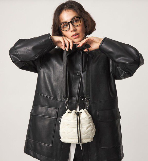 UNITED ARROWS green label relaxing「【WEB限定】＜PARTE＞キルティング ドロストバッグ ミニ / ショルダーバッグ はっ水」|ショルダー・メッセンジャー|OFF WHITE