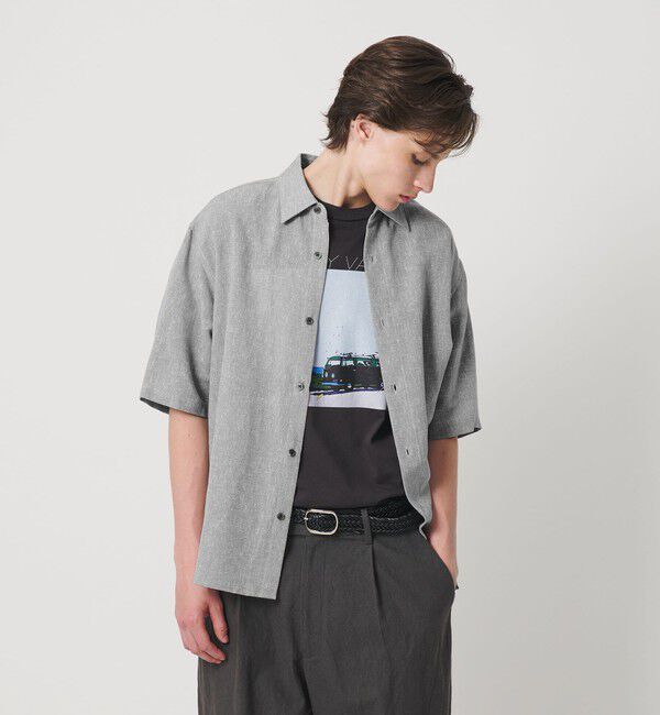 BEAUTY&YOUTH UNITED ARROWS「ツイスト リネンブレンド レギュラーカラー シャツ FORM型」|シャツ・ブラウス|MD.GRAY