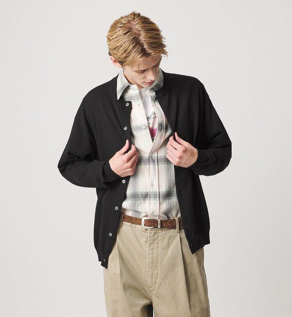 BEAUTY&YOUTH UNITED ARROWS「フェザーヤーン クルーネック カーディガン ウォッシャブル」|カーディガン|BLACK