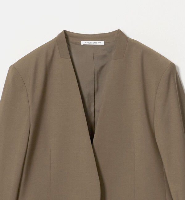 BEAUTY&YOUTH UNITED ARROWS「毛ポリエステルブレンド トロピカル カラーレスジャケット」|ノーカラージャケット|