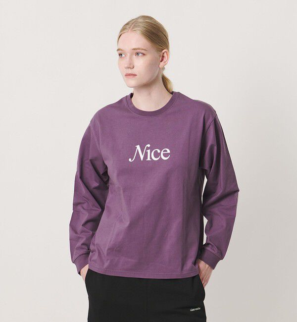 NICE WEATHER「＜NICE WEATHER＞NICE ロゴ ロング スリーブTシャツ」|Tシャツ・カットソー|PURPLE