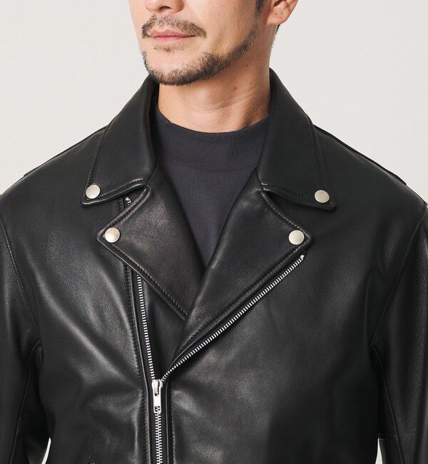 BEAUTY&YOUTH UNITED ARROWS「【WEB限定 WARDROBE SMART】 シープ ダブル ライダースジャケット」|ライダースジャケット|