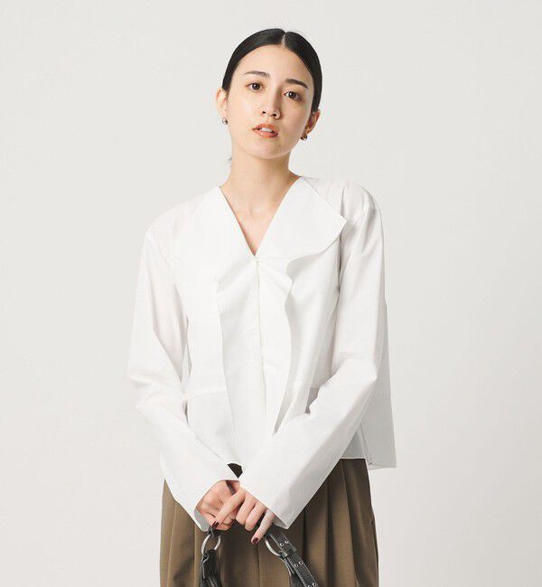 BEAUTY&YOUTH UNITED ARROWS「ソリッド＆ストライプ ラッフル シャツブラウス ウォッシャブル」|シャツ・ブラウス|