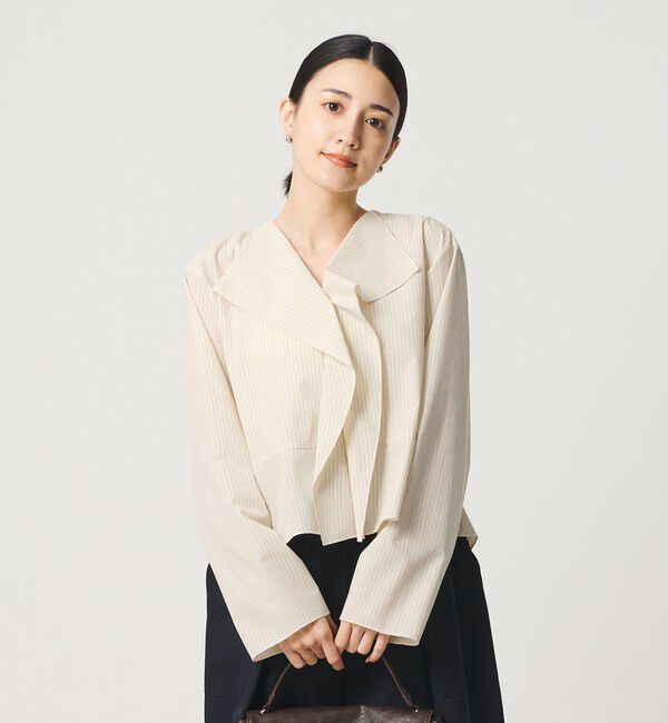 BEAUTY&YOUTH UNITED ARROWS「ソリッド＆ストライプ ラッフル シャツブラウス ウォッシャブル」|シャツ・ブラウス|