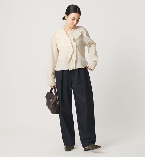 BEAUTY&YOUTH UNITED ARROWS「ソリッド＆ストライプ ラッフル シャツブラウス ウォッシャブル」|シャツ・ブラウス|