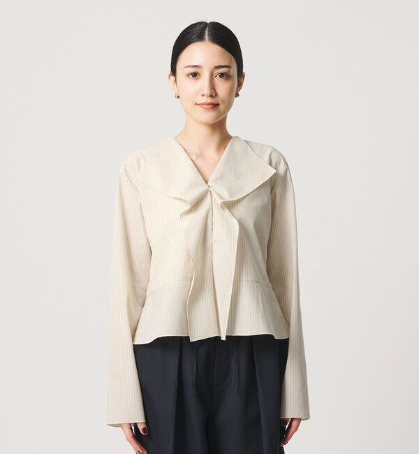 BEAUTY&YOUTH UNITED ARROWS「ソリッド＆ストライプ ラッフル シャツブラウス ウォッシャブル」|シャツ・ブラウス|