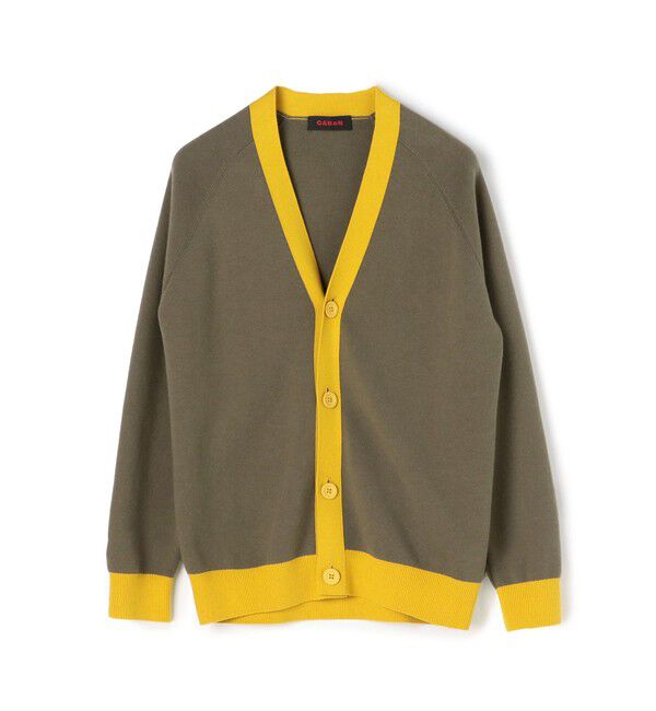 CABaN「CABaN コットンカシミヤ バイカラーVネックカーディガン」|カーディガン|16 グレー&times;イエロー