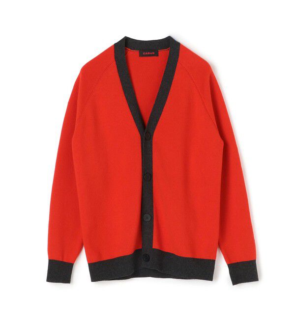 CABaN「CABaN コットンカシミヤ バイカラーVネックカーディガン」|カーディガン|36 レッド&times;グレー
