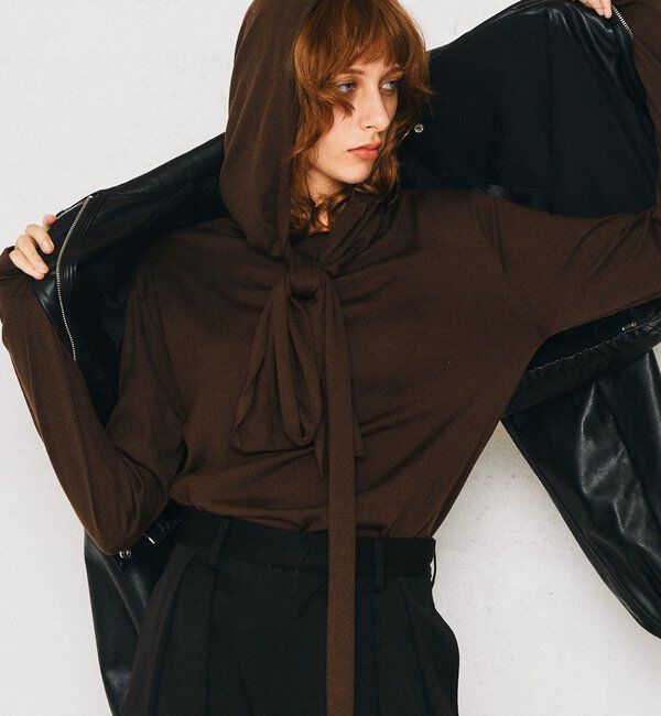  「【2026AW Debut】【UNFORM】カシミヤ混フーディボウタイニット」|ニット・セーター|