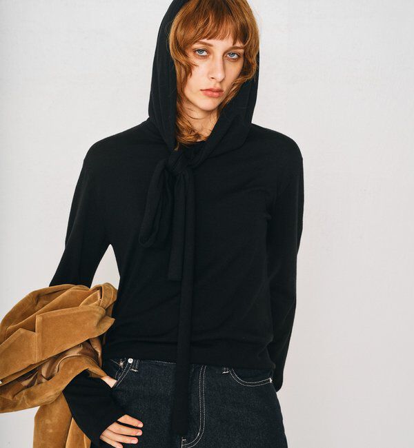  「【2026AW Debut】【UNFORM】カシミヤ混フーディボウタイニット」|ニット・セーター|