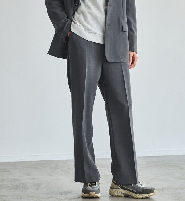 UNITED ARROWS green label relaxing「ダブルクロス ワイド ストレート パンツ W5　-2WAYストレッチ- 」|スラックス|DK.GRAY
