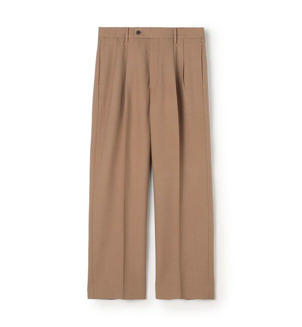 TOMORROWLAND MENS「ウールツイル 2タックワイドストレートパンツ セットアップ対応」|スラックス|45 キャメル