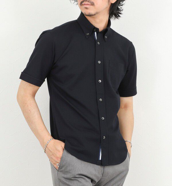 NOLLEY'S goodman「《ビジカジ対応》カノコテープBD SS 半袖ボタンダウンシャツ 26SS」|シャツ・ブラウス|ダークネイビー