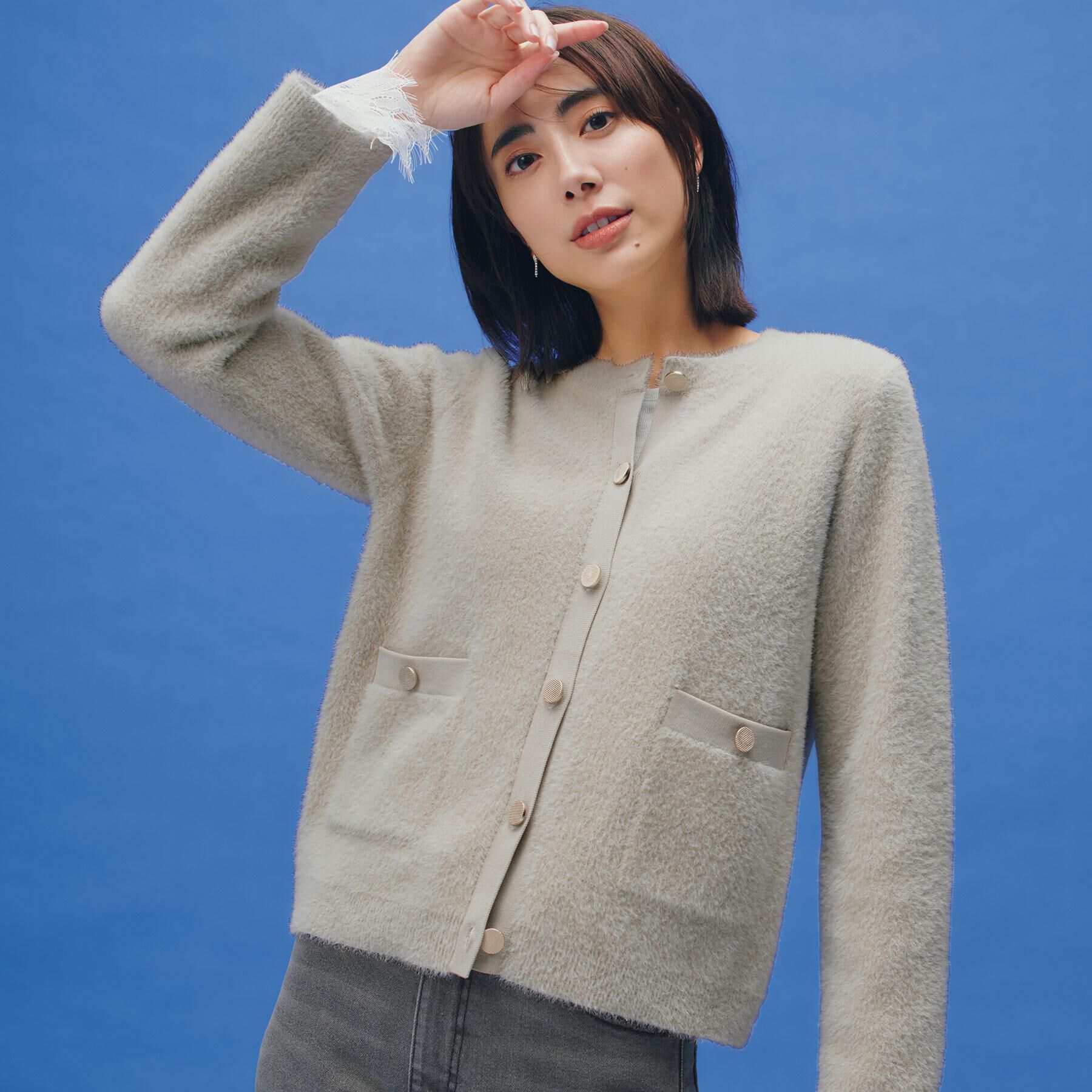 OPAQUE.CLIP「フェザーヤーンニットカーディガン【洗濯機OK】」|カーディガン|