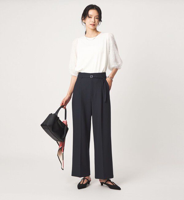 UNITED ARROWS green label relaxing「［size SHORT/TALLあり］ライト ダブルクロス ワイド パンツ」|スラックス|