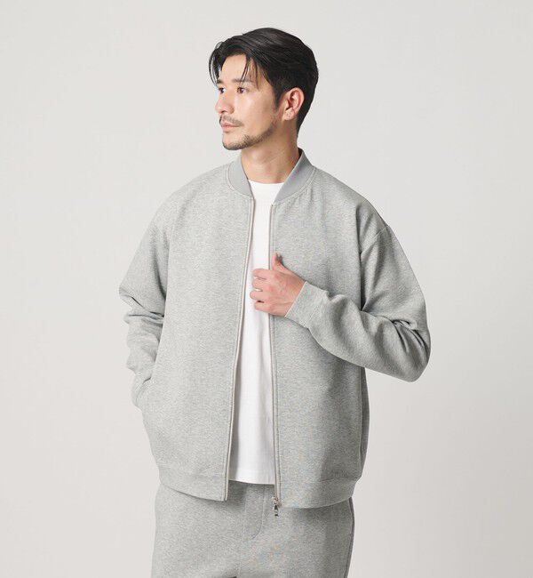 BEAUTY&YOUTH UNITED ARROWS「【WEB限定 WARDROBE SMART】ダブルニット ジップブルゾン/セットアップ対応【抗菌・防臭】」|ブルゾン・スタジャン|MD.GRAY
