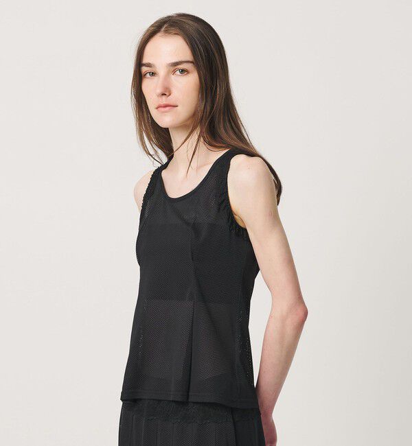 ATTISESSION「＜ATTISESSION＞メッシュ レース ノースリーブ トップス」|シャツ・ブラウス|BLACK