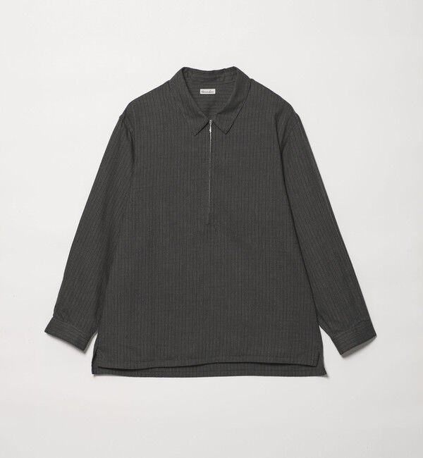 STEVEN ALAN「＜Steven Alan＞ ドレープ ピーチストライプ ジップ プルオーバー」|シャツ・ブラウス|DK.GRAY