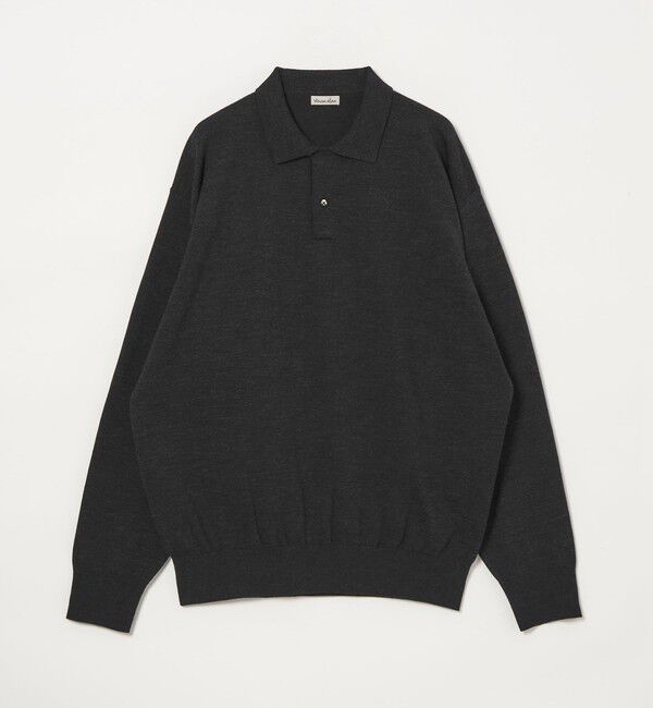 STEVEN ALAN「＜Steven Alan＞ メランジ ウール オープン ニット 2B ポロシャツ」|ニット・セーター|BLACK