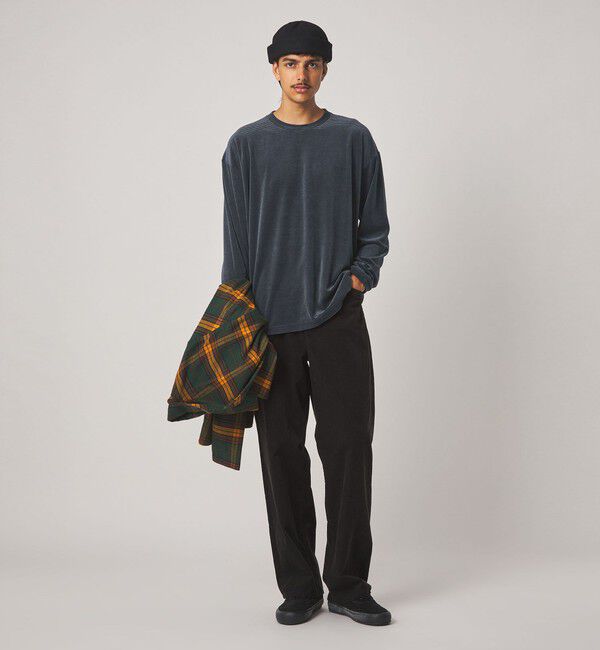 STEVEN ALAN「＜Steven Alan＞ ベロア ボーダー クルーネック Ｔシャツ」|Tシャツ・カットソー|