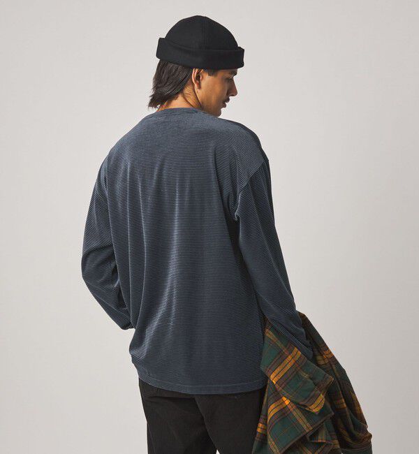 STEVEN ALAN「＜Steven Alan＞ ベロア ボーダー クルーネック Ｔシャツ」|Tシャツ・カットソー|