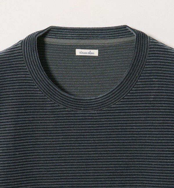 STEVEN ALAN「＜Steven Alan＞ ベロア ボーダー クルーネック Ｔシャツ」|Tシャツ・カットソー|