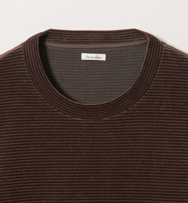 STEVEN ALAN「＜Steven Alan＞ ベロア ボーダー クルーネック Ｔシャツ」|Tシャツ・カットソー|