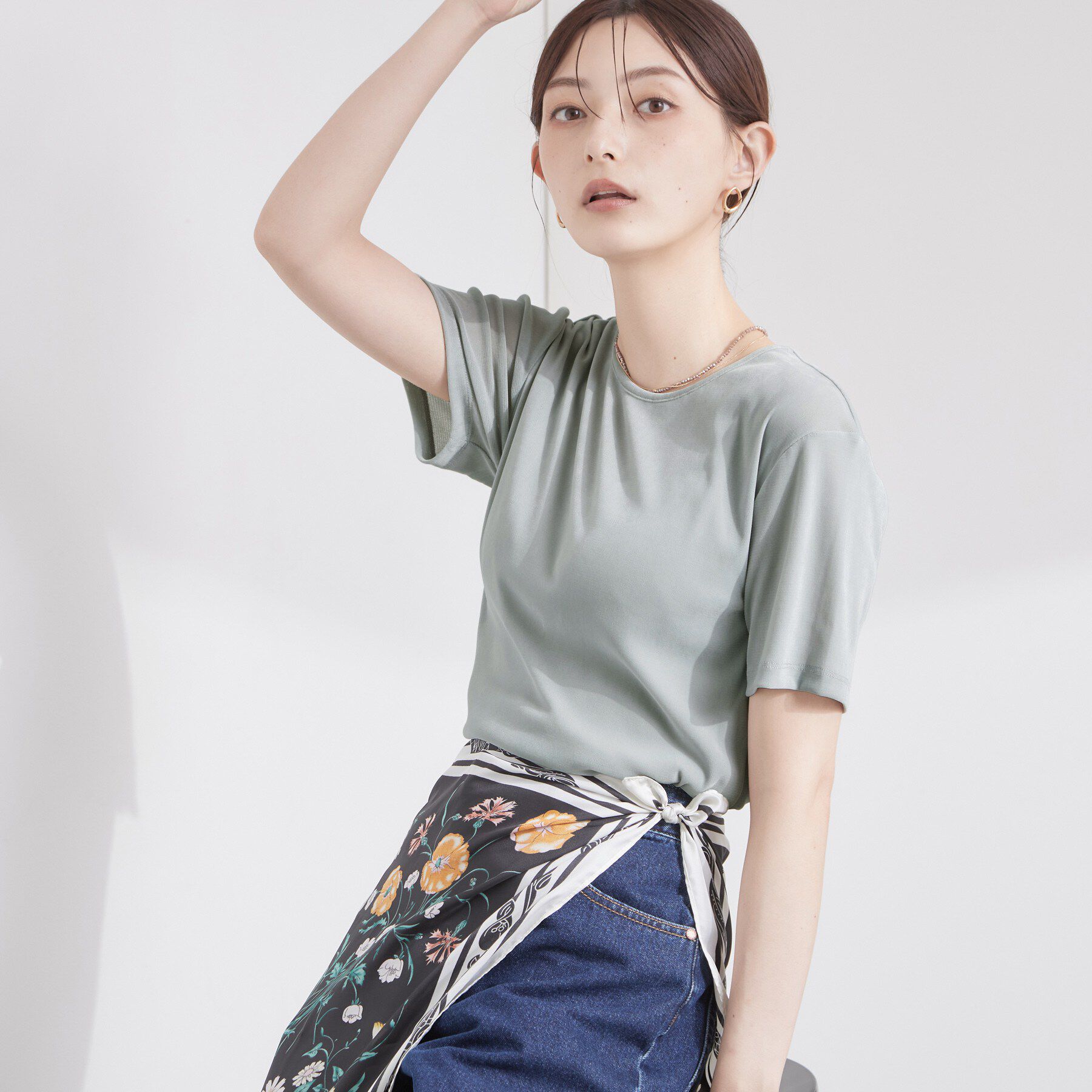 OPAQUE.CLIP「フロッキーチュールカットソー【洗濯機OK】」|Tシャツ・カットソー|ライトグレー(011
